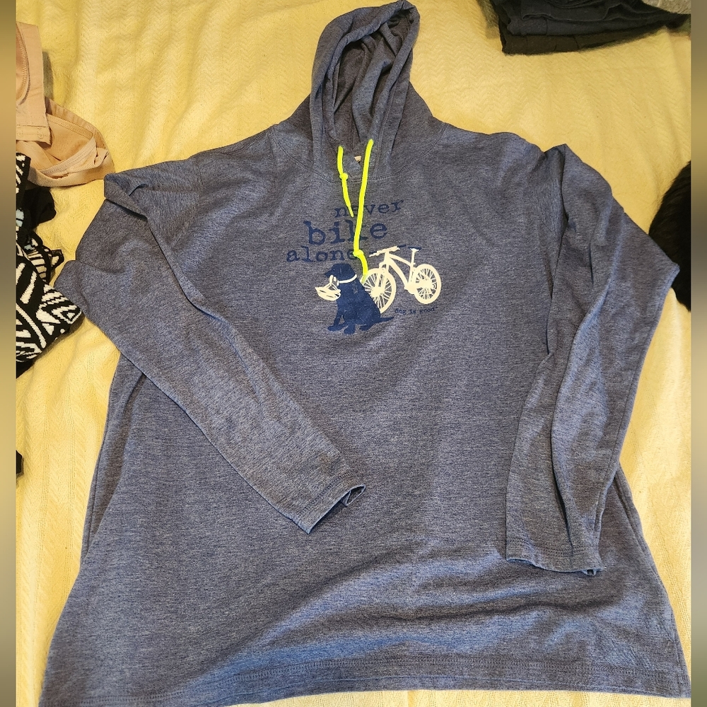 Blue Graphic Hoodie with Neon Accents